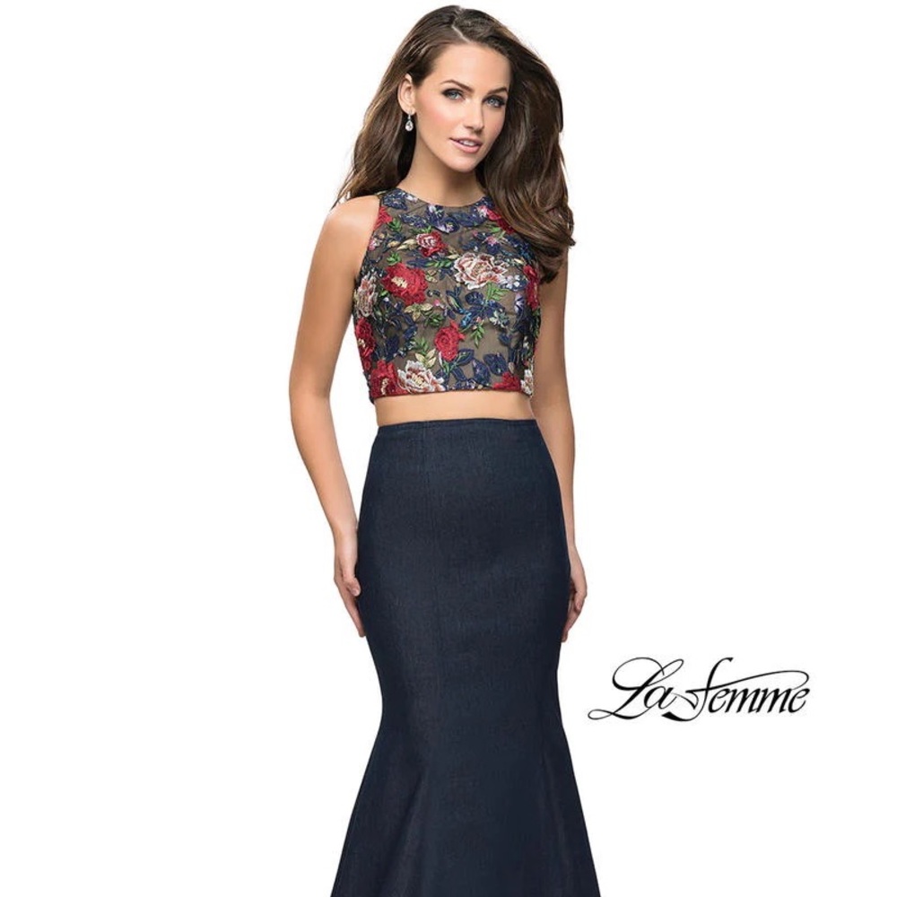 La Femme Denim 2 Piece Style 25614